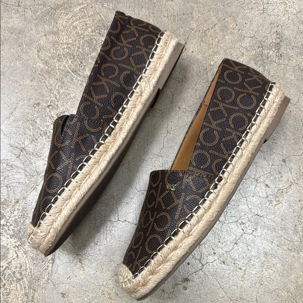 *Calvin Klein Brown Espadrille Slip-On Shoes